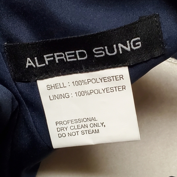 Alfred Sung Midnight Peau De Soie Pleated Side Pocket V-neck Wrap Cocktail Dress - Picture 15 of 16